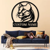 Custom Name Cougar Metal Sign - Personalized Wild Cat Decor for Home Garage Man Cave Outdoor Spaces Wildlife Lover Gift